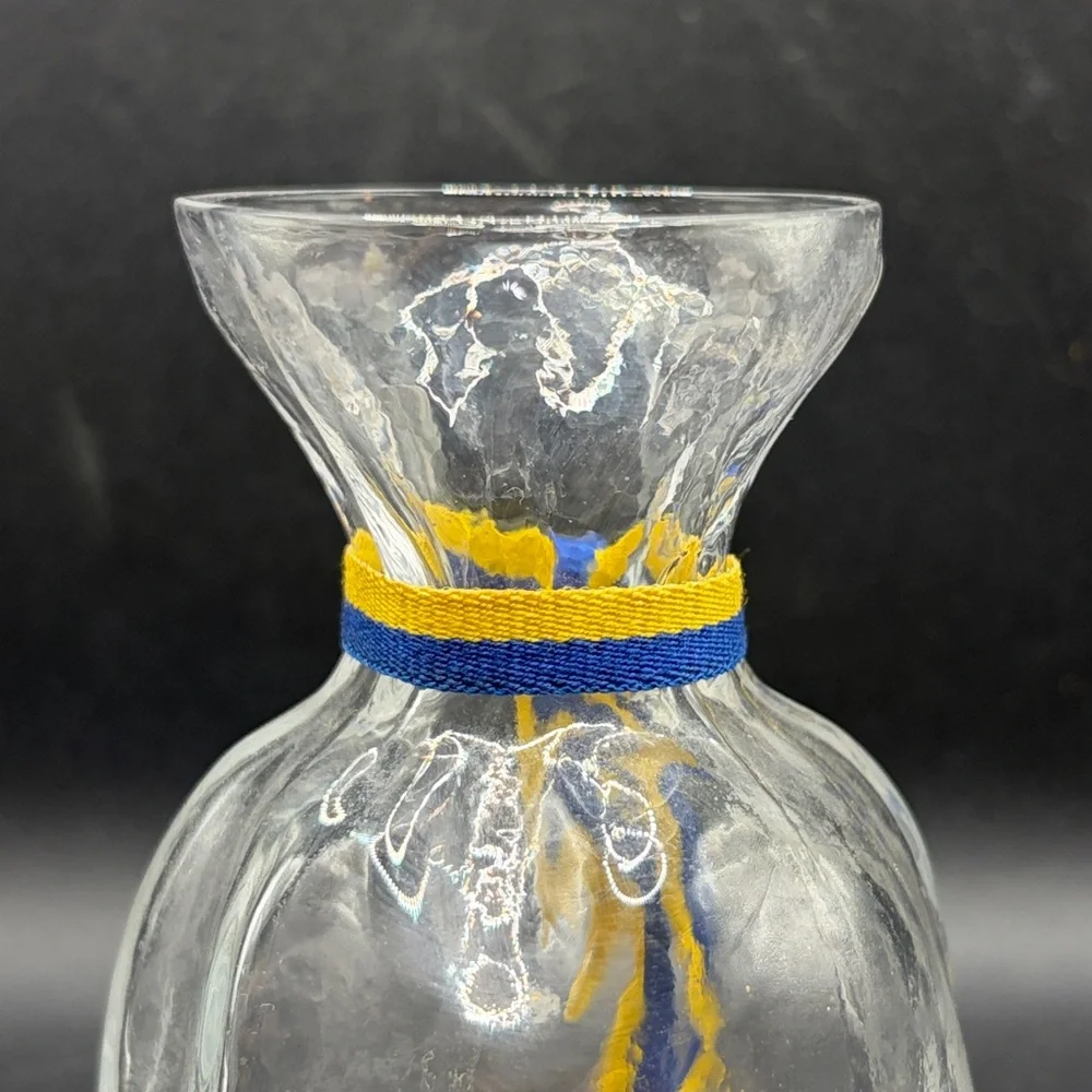 SEA Glasbruk Sweden Vintage Clear Glass Bag Sack Vase Pinched Neck, Labeled